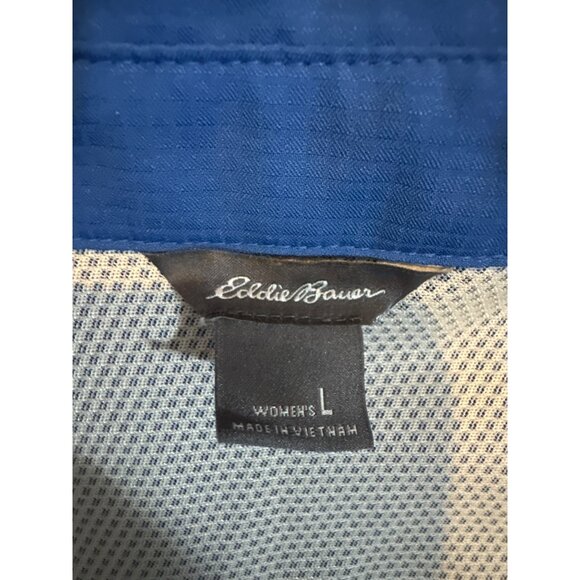 Eddie Bauer Womens Blue Sleeveless Button-Down Shirt Large Polyester - Picture 2 of 12
